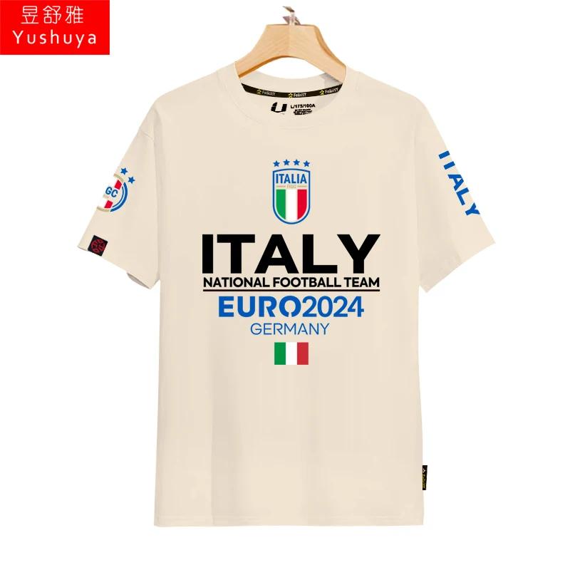 Italy Team European Cup World Cup Football Fan Uniform Short Sleeved T-shirt Men's and Women's 3D Printed T-shirt Summer