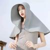 Full face sunscreen large brim shawl sun hat women's neck protector integrated UV protection bucket hat ponytail hat