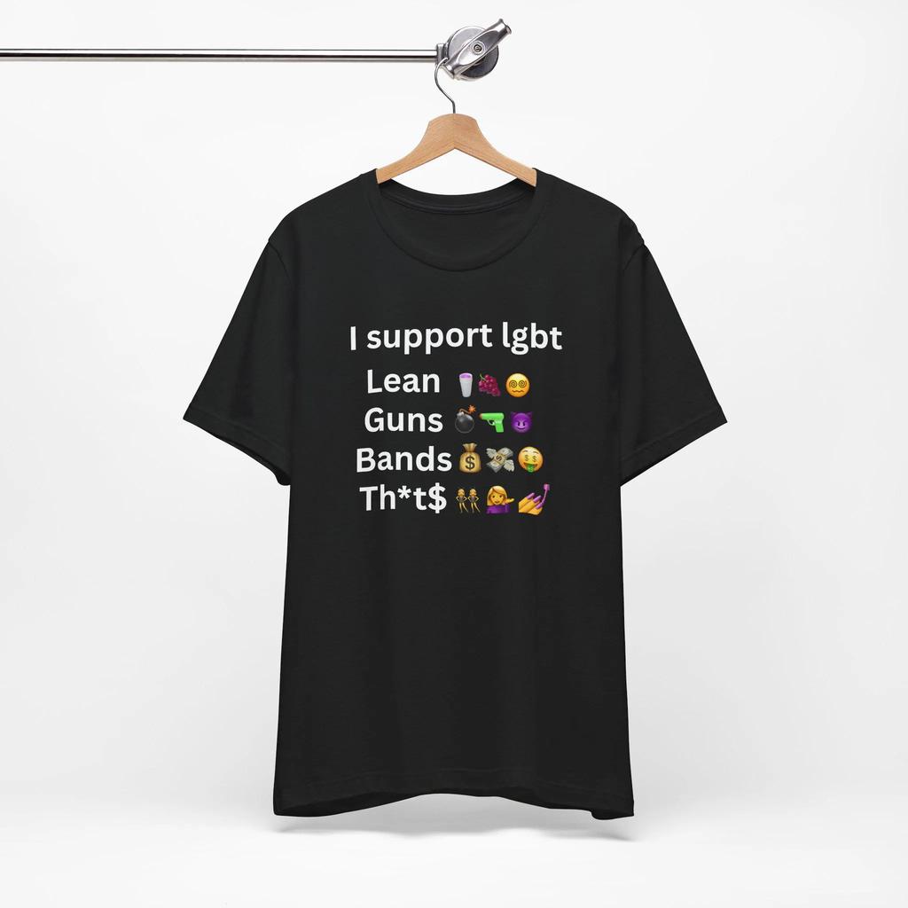 I Support LGBT Slim Gun Band Fun 2026 New Hot Selling Text Printed Unisexs and Unisexs Tshirts Adult Funny Pure Cotton Tops