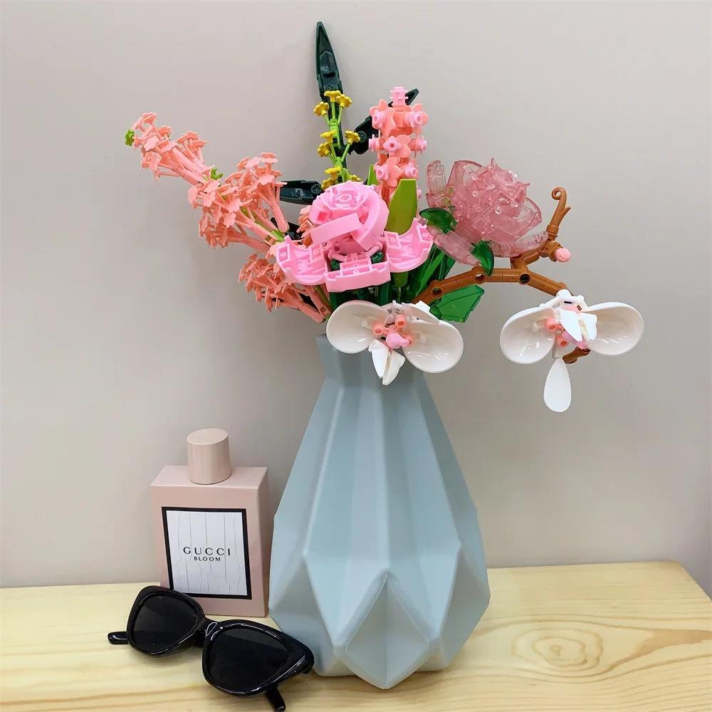 Flower Bouquet Building Blocks Kit Creative DIY Flowers Block Toys Set Gift for Kids Girls Friends Adults Beautiful Home Decor
