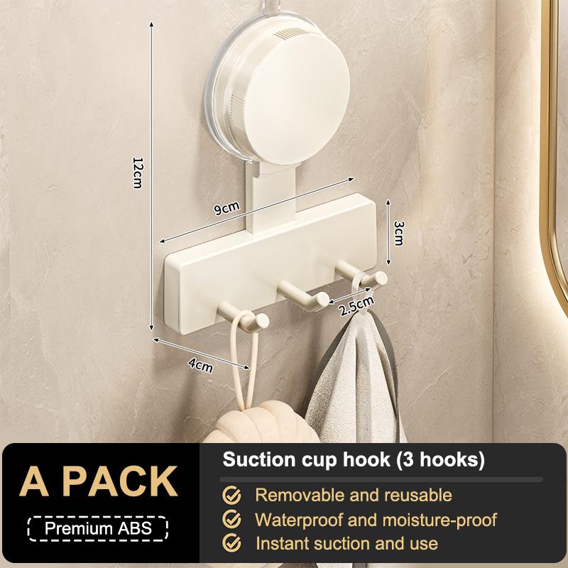 Suction Cup Hooks Punch-Free Wall Mounted Storage Rack For Coat Clothes And Towel Rack Space Saving Strong Load-Bearing Capacity