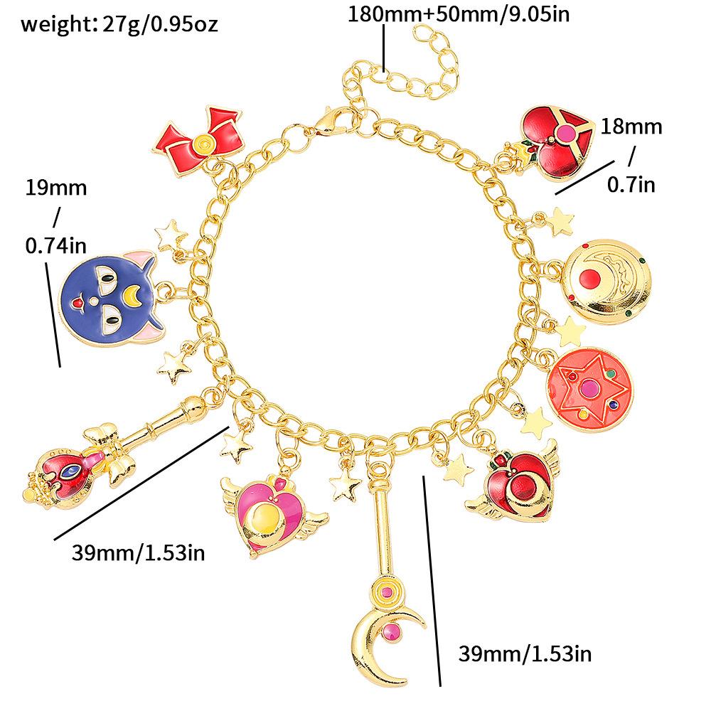 Аниме Кавайи Сейлор Мун Браслет Цукино Усаги Подвеска Кошка Луна Бусины Браслет Косплей Реквизит Цепочки для Женщин Подарок