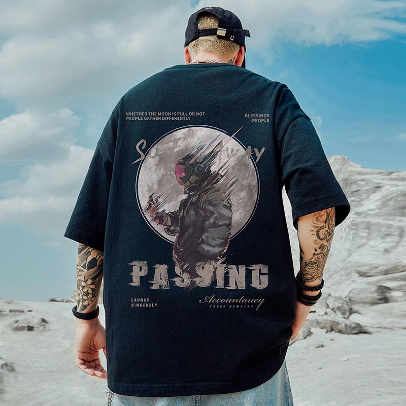 Summer New European and American Fashion Brand Menswear Hip Hop Loose Oil Painting Short Sleeve T-shirt Trend Half Sleeve