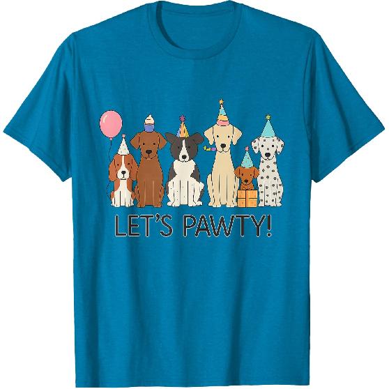 Let’s Pawty Cute Dogs Party Celebration T-Shirt