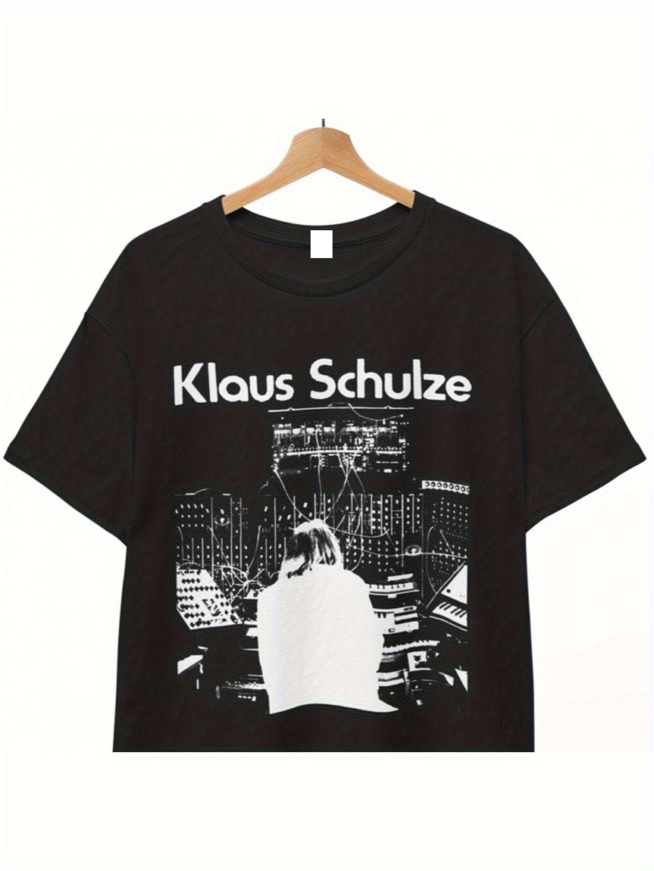 Klaus Schulze Signature Music & Tropical Art T-Shirt - Black Short Sleeve Tee with Iconic DJ/Producer Logo Print XXXXL