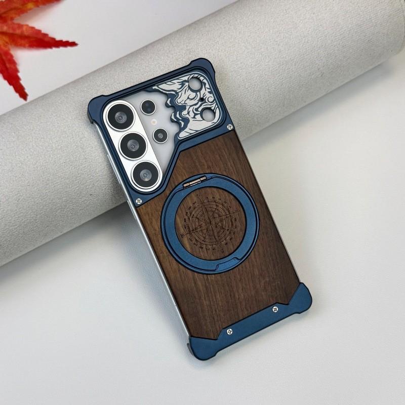 Compatible with Samsung S23 Ultra/S22 Ultra, 360° Rotating Stand Phone Case with Metal Protection.