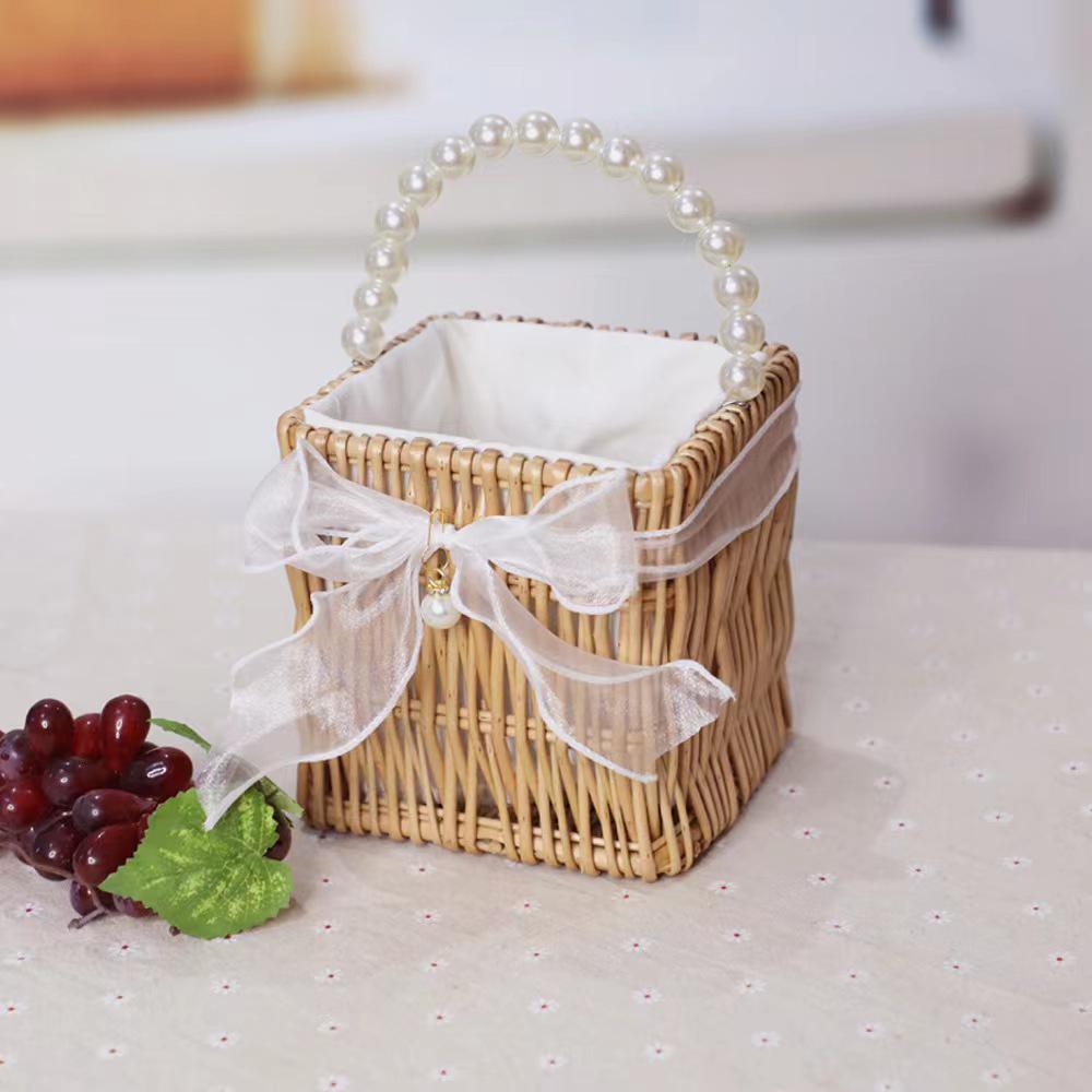 Large European-Style Bamboo Flower Basket for Arrangements - Handwoven Indoor Floral Storage Basket