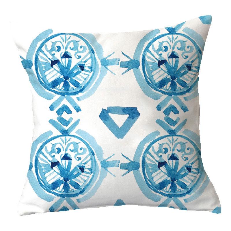 Simple New Blue Geometric Plush Pillowcase Home Fabric Sofa Pillow Cushion Cover Design