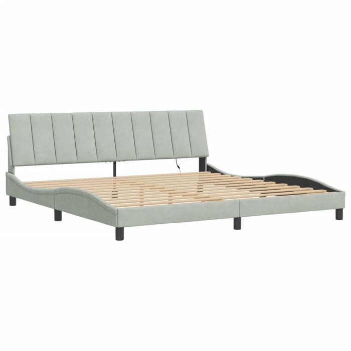 VidaXL Cadre de Lit avec Lumières LED, Lit Rembourré avec Sommier à Lattes, Lit Double, Lit Adulte, Moderne, Gris Clair 3213799