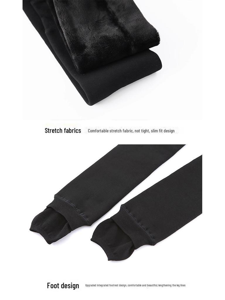 Übergröße Hohe Taille Samt Baumwolle Leggings für Winter - Einfarbig, Warm, für Frauen bis 200 lbs