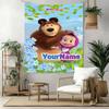 Masha Bear Custom Your Name Wall Decor Tapestry Art For Pet Memorial Birthdaywedding Party Backdrop Family Gift