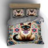 Katzen-Blumendesign. Bettwäsche Bettbezug-Sets Bettbezüge Kissenbezüge Geschenke (1 * Bettbezug 2 * Kissenbezüge, ohne Bettdecke)