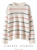 New Arrival Cashmere Striped Knit Women's Sweater – Loose Slimming Pullover for Autumn and Winter