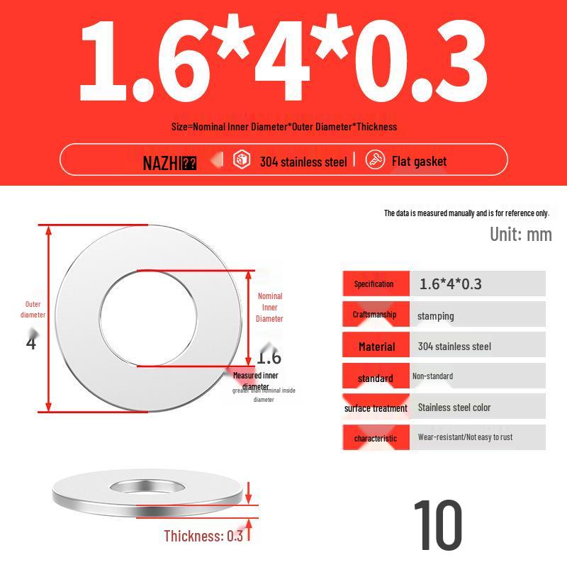 Thickened 304 Stainless Steel Flat Washer Spacer (M4-M8)