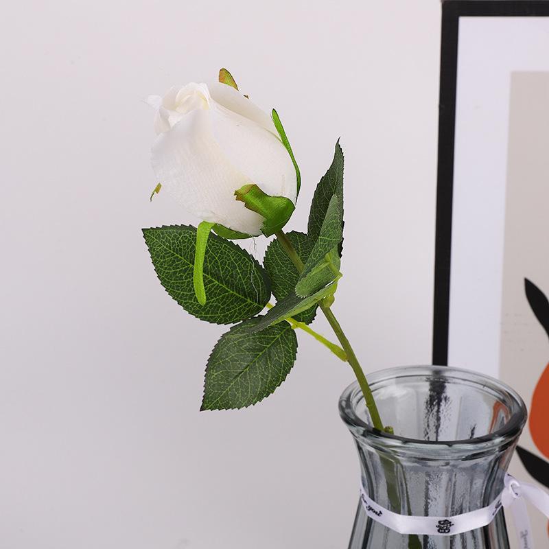 

Single Stem Fabric Rose Artificial Flower, Real Touch Fake Bouquet for Wedding Home Decor, Realistic Fake Rose белый