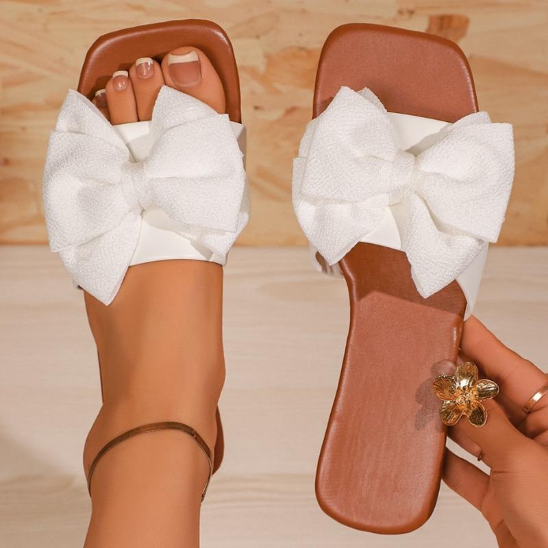 Shoes for Women 2025 New Women Slippers Cute Butterfly-knot Flats Slippers Casual Solid Color Sandals Beach Slides Women