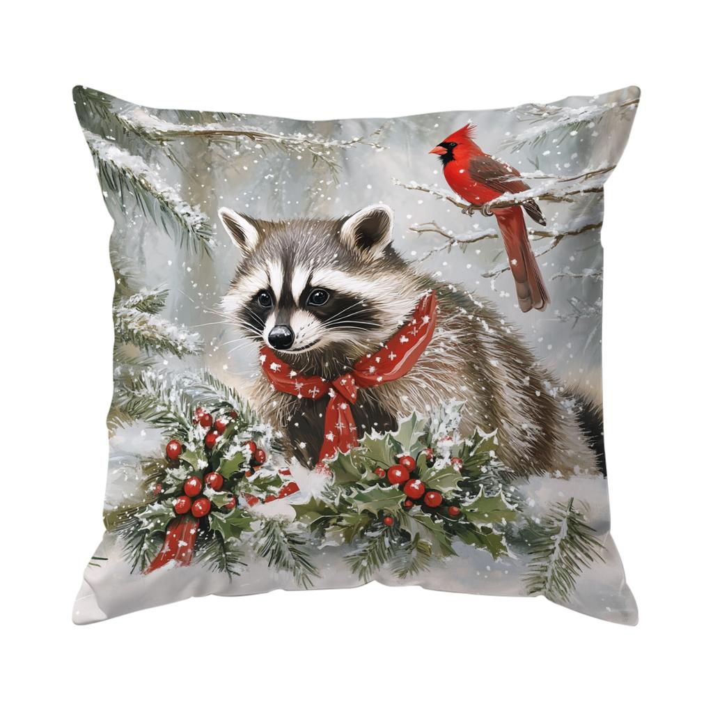 Christmas Winter Animals Pillowcase Bedroom Sofa Cushion Cover 100% Polyester Living Room Cushion Pillowcase Home Decor
