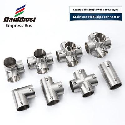 Stainless Steel Round Pipe Connector for Clothes Rack and Shelf Joint Tee