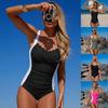 Costume da bagno intero nuovo europeo e americano 2026 Donna Alta elasticità Sportivo Monocolore Popolare Costume da bagno a pois