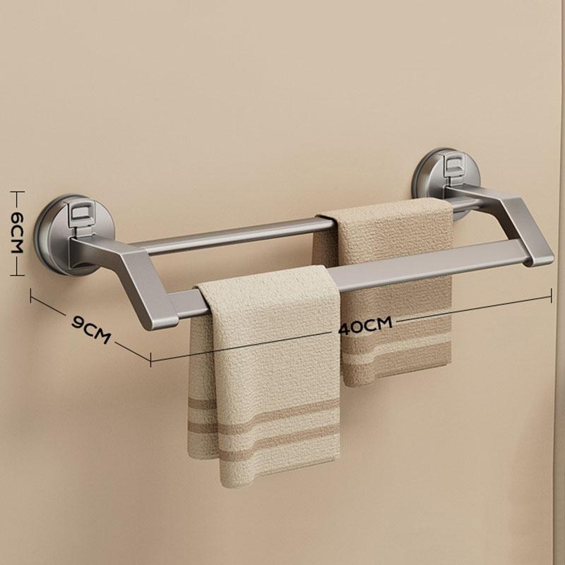Bathroom Accessories Space Aluminum Suction Towel Rack Wall-mounted Perforation-free Storage Rack Double Pole