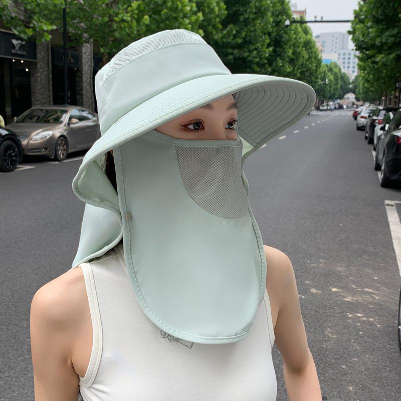 Solhatt dame sommer solbeskyttelse ny stor brem sjal ansiktsdekning bøttehatt stort hodeomkrets strandhatt
