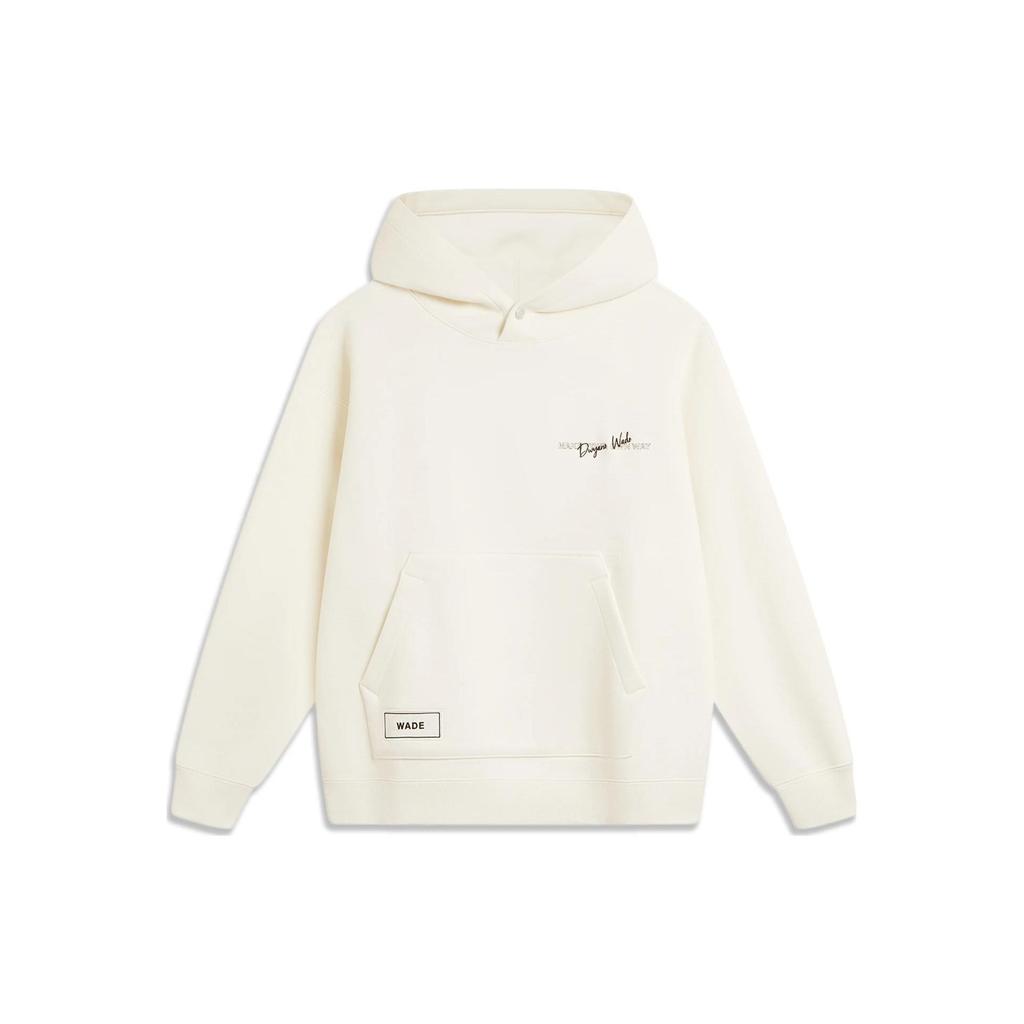 Li-Ning Wade Series Fleece Hoodie With Back Letter Pattern Men Hoodies Mixed-Color Off-White AWDT945-2