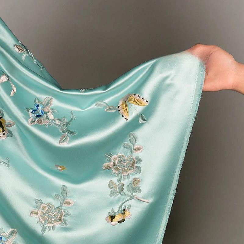 Embroidery Acetic Acid Silk Fabric Jacquard Cheongsam Dress Clothing Designer Wholesale Cloth Diy Sewina By Half Meters Material