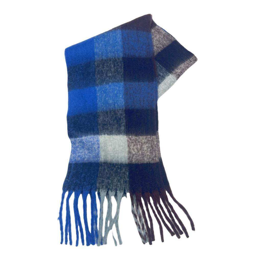 Women's High-Grade Colorful Plaid Mohair Scarf - Thick, Warm, and Versatile for Winter
