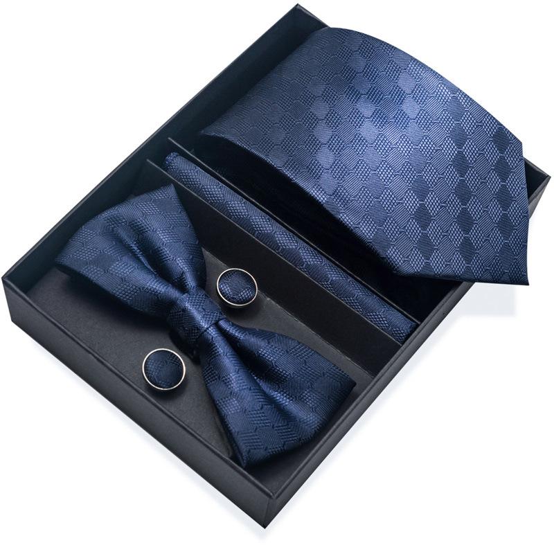 Set de 6 piezas, Corbata de Vestir de Negocios 8 cm Corbata para Hombre Set de Pajarita Caja de Regalo.