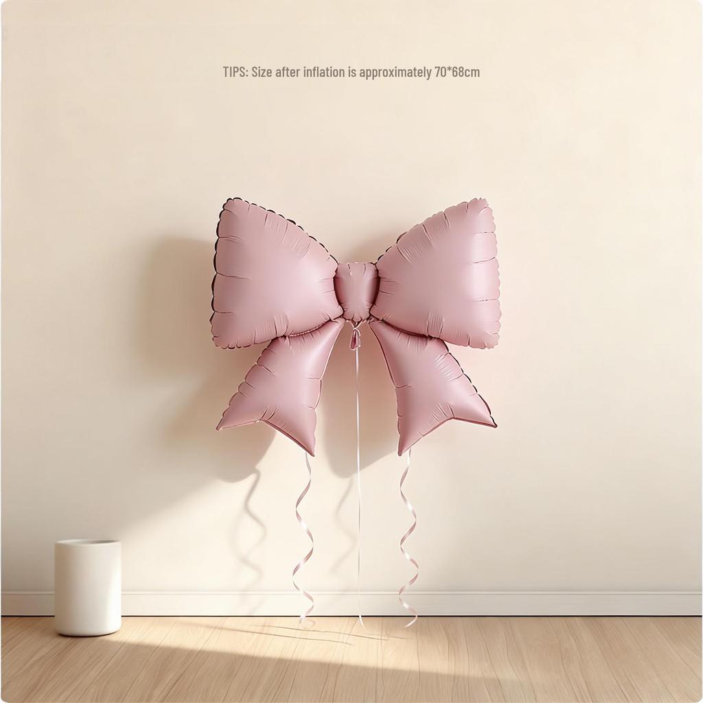 Baby Girl 100 Days Pink Bow Yarn Balloon Decor & Photo Props
