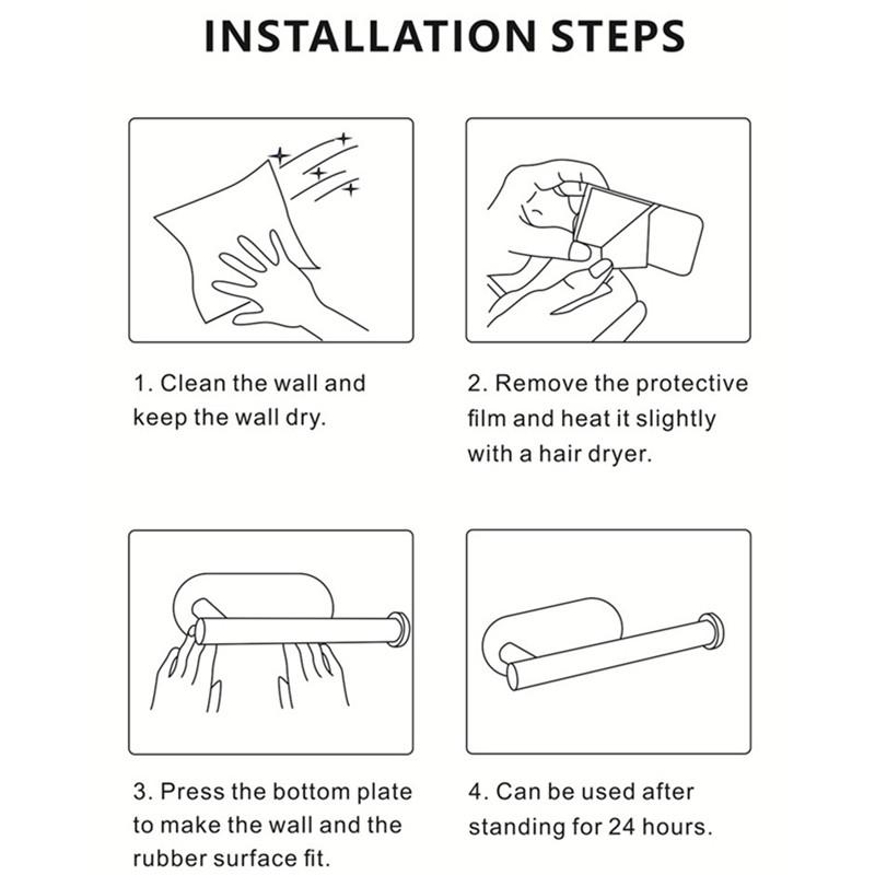 Suport hârtie igienică fără găurire SUS304 Dispenser autoadeziv de perete din oțel inoxidabil pentru prosoape pentru baie, bucătărie