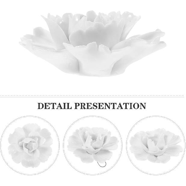HOMSFOU Home Decor 3d Wall Decor Ceramic Wall Decor 3pcs 3D Handcrafted Hanging Flowers Porcelain Peony Wall Art Farmhouse Floral Sculpture for