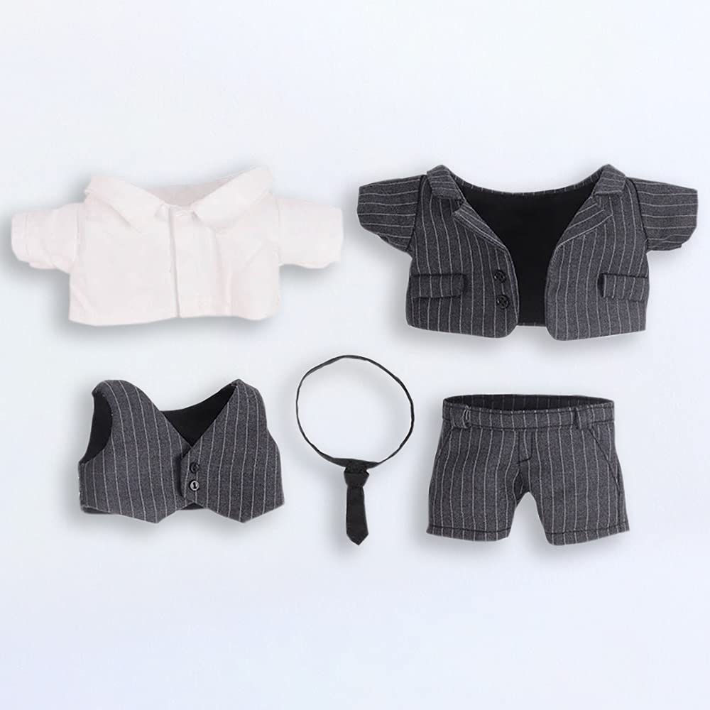 Niannyyhouse 20cm Doll Clothes Cotton Doll Clothes Suit Jacket Shirt Vest Tie Pants Set Doll Baby Clothes Striped Stuffed Animal + + + + 5-Piece