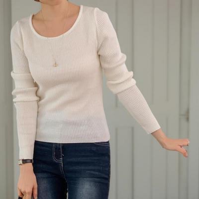 New Arrivals Open Run Women Ribbed Round Neck Slim FiT AuTumn Long Sleeve KniT T