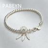 925 Sterling Silver Ball Feather Pendant Bracelet, Couple Banquet Wedding Birthday Jewelry Gift
