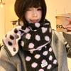 Korean Double-sided Knitted Scarf with Large Wave Dots, Women's Autumn and Winter Literary Sense, Warm and Cold-proof Scarf, Lazy Wind