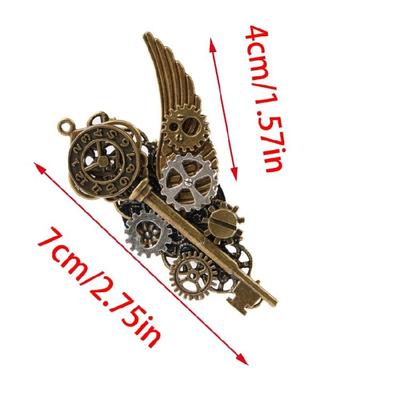 Metallischer Stil Flügel Zahnrad Schlüssel Haarnadel Anstecknadel Steampunk Haarspange für Pony