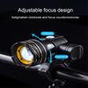 Bicycle Headlight Aluminum Alloy Waterproof Zoom USB Rechargeable Modes Adjustable MTB Road Mountain Bike Night Riding LED Front Lamp