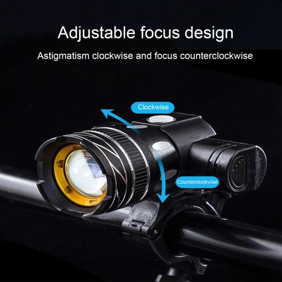 Bicycle Headlight Aluminum Alloy Waterproof Zoom USB Rechargeable Modes Adjustable MTB Road Mountain Bike Night Riding LED Front Lamp