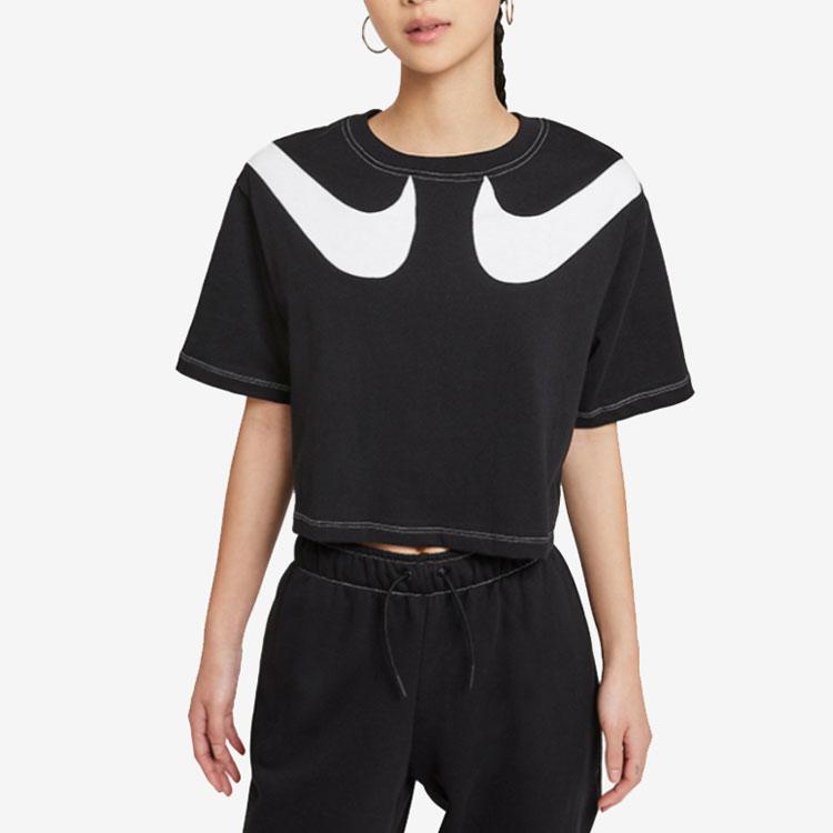 Nike Sportswear Swoosh Logo Crop Top T-Shirt Women Tops Black DD5591-010