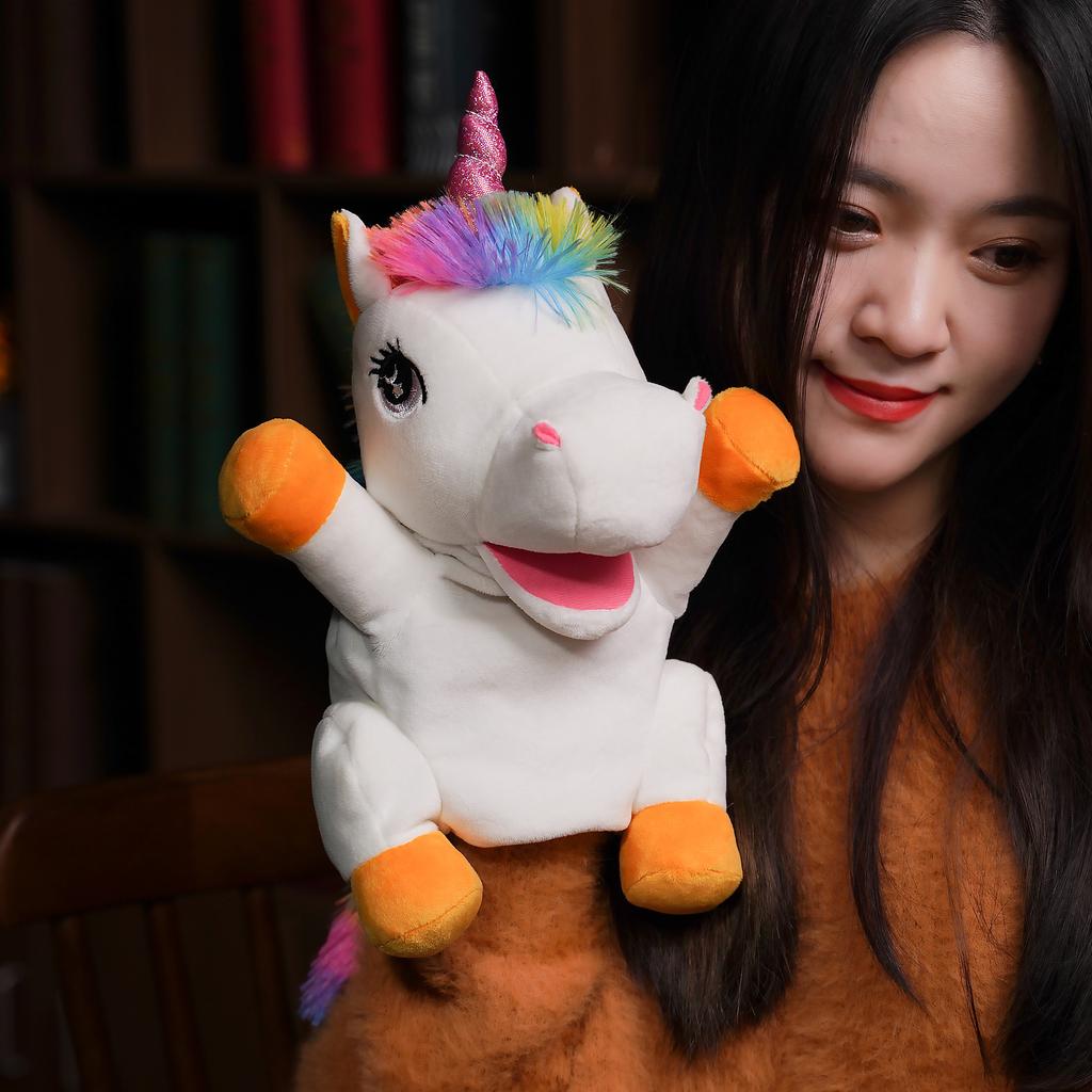 Cute Animal Plush Hand Puppets Soft Toys Chickens Unicorn Cattle Penguin Story Pretend Playing Doll Plush Toys Gift for Children