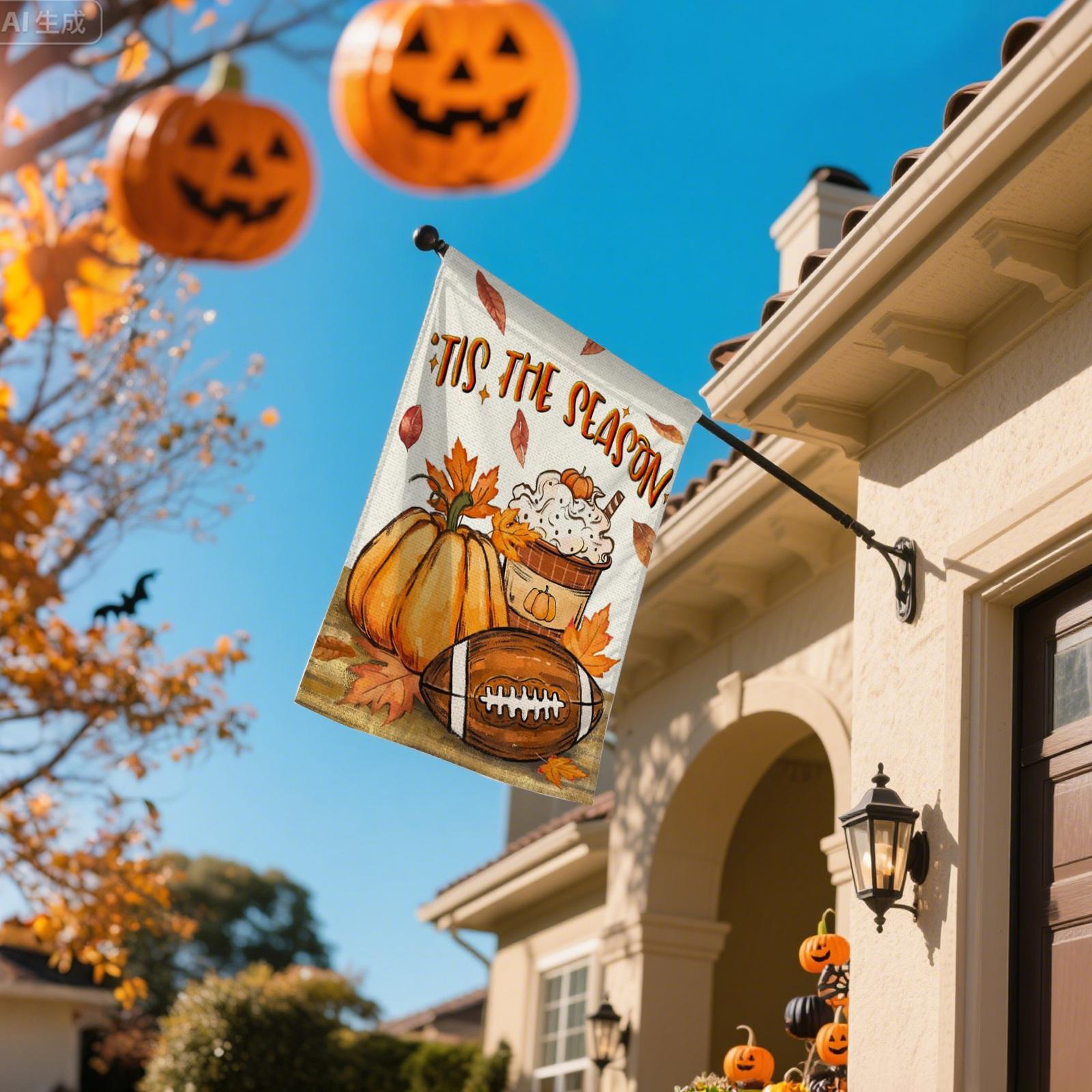 

Fall Garden Flag Tis The Seasons Autumns Rustic Football Pumpkin Leaves Seasonal Holiday Yard Outdoor Decoration One Size