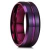 Trendy 8mm Gold Color Groove Beveled Edge Titanium Wedding Rings For Men Black Brushed Stainless Steel Ring Men's Wedding Bands