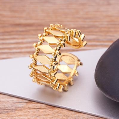 Luxury Cross X Shape Women Engagement Ring Full Paved Zircon Gold Color Elegant Simple Jewelry Open Adjustable Ring
