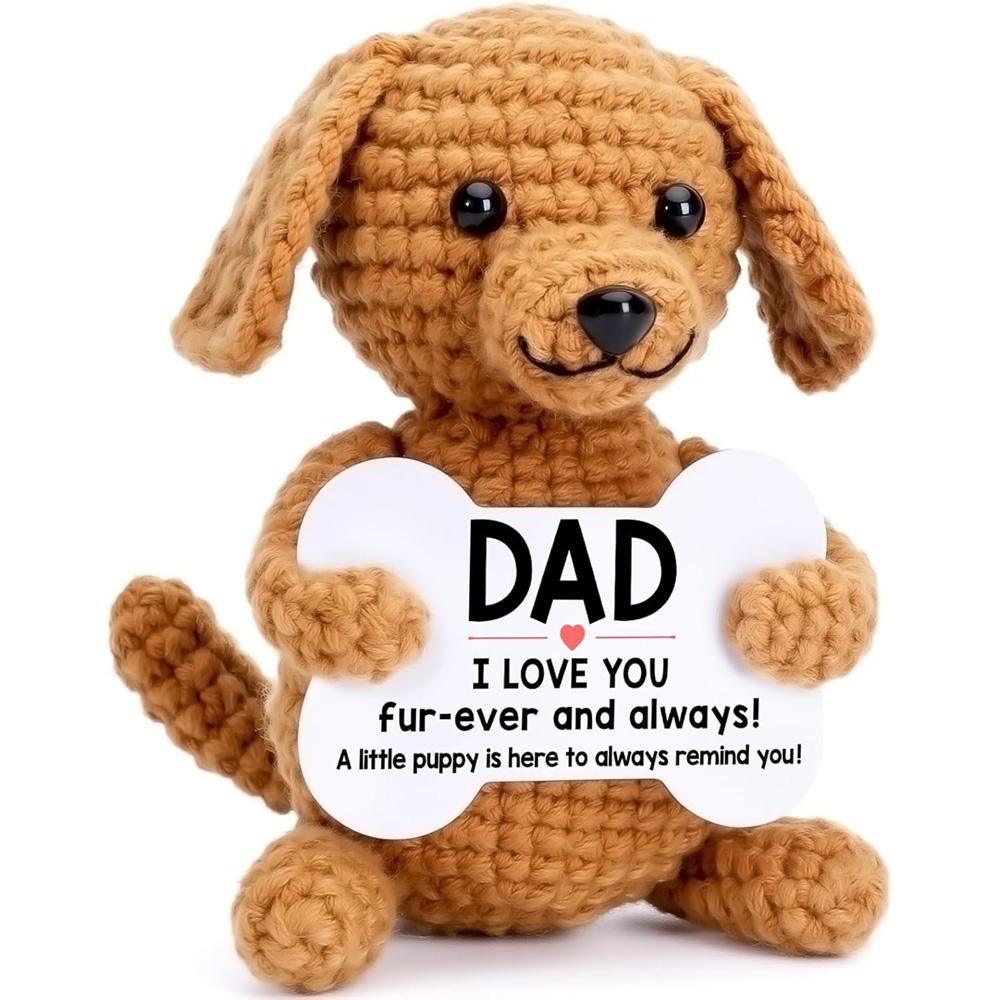 New Handmade Crochet Doll For Mom Dad Knitted Dog Positive Animal Dolls Birthday Fathers Mothers Day Custom Collectible Gift