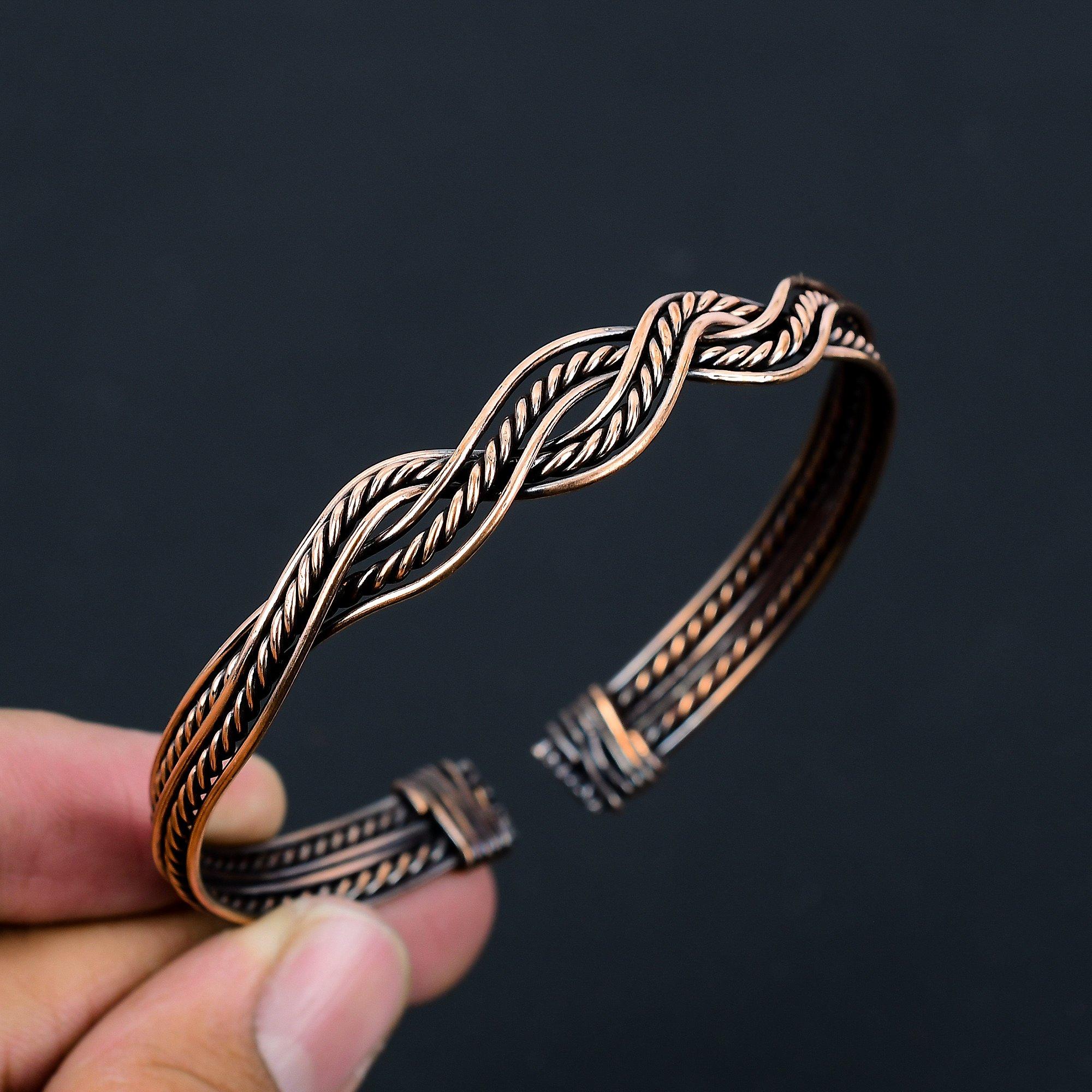 

Дизайнерский браслет из медной проволоки для нее Adjustable коричневый