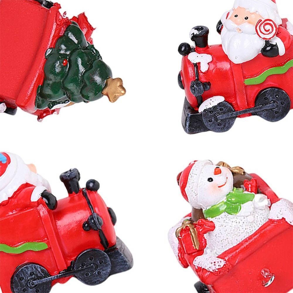 Resin Santa Claus Train Statue Cute Miniature Figurine Sculpture  Birthday