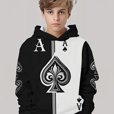 3D Digital Printed Playing Cards! Spades A Hoodie, a Fashionable and Trendy Children's Casual Clothing, Suitable for Boys To Wear When Going Out