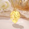 Teamer Fashion Big Monstera Leaf Necklace for Women Men 3MM Chain Stainless Steel Necklace Plant Nature Lover Jewelry Gift