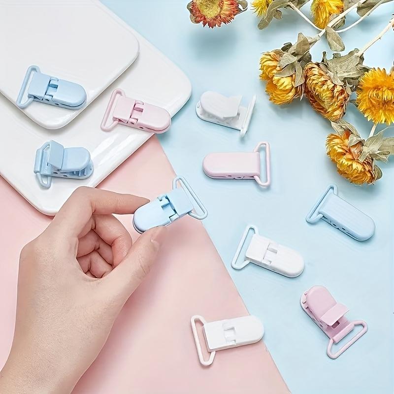 2 Stück T-förmige Kunststoffclips mit Krokodilzähnen, geeignet zum Befestigen von Taschentüchern, Handtüchern, Hosenträgern, Ausweishüllen oder Lätzchen, ideal zum Basteln